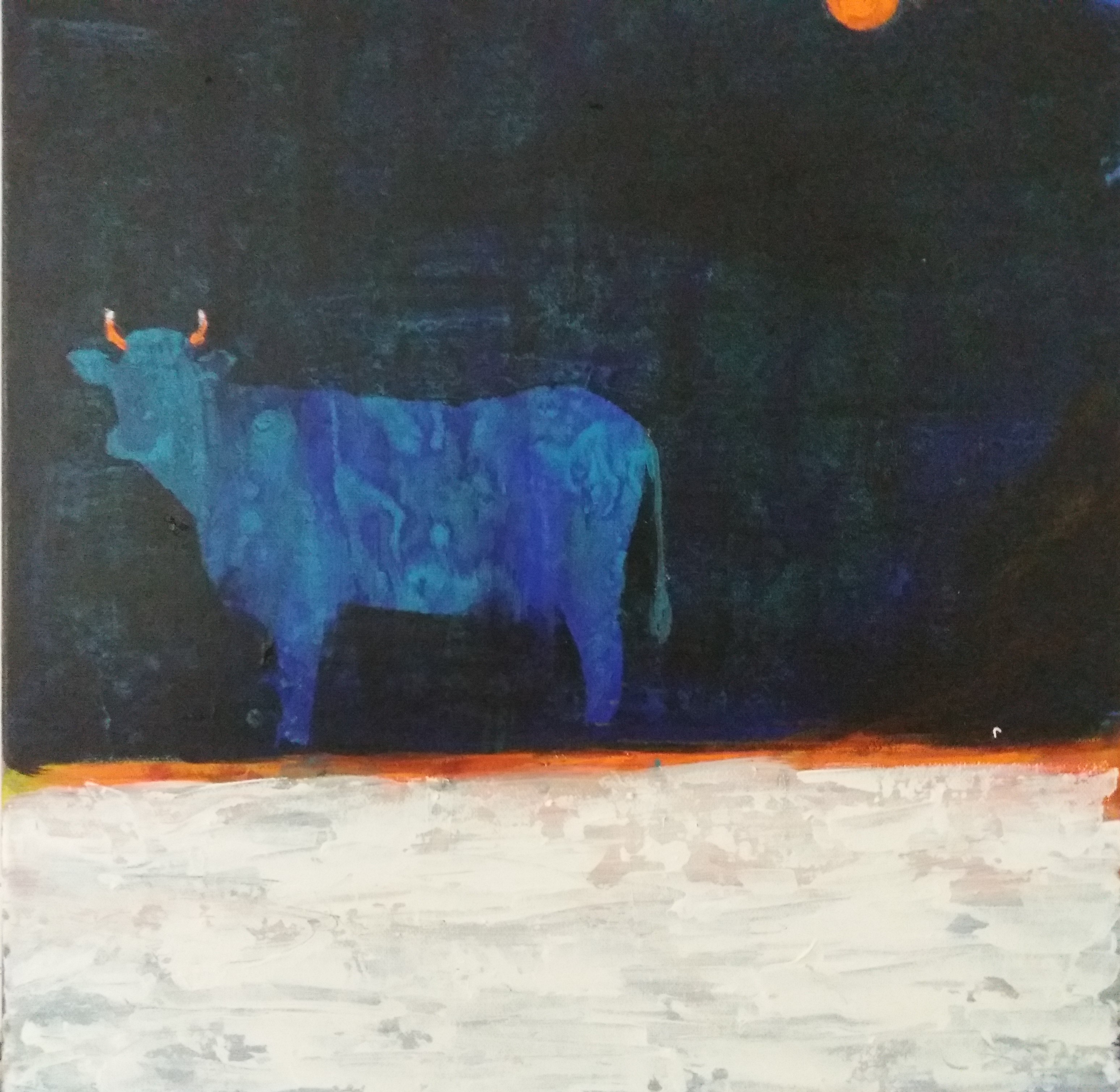 modrá kráva, 40x40cm